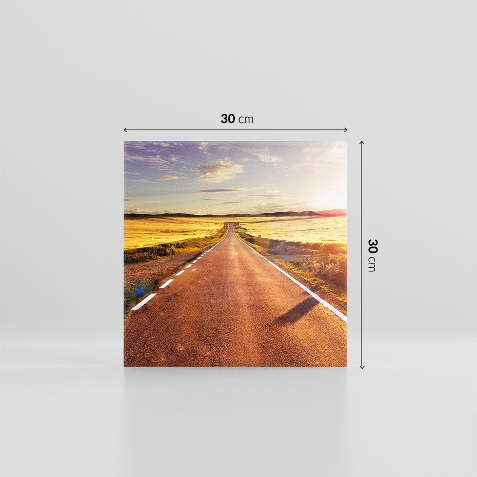 Obraz na płótnie 30x30 - Droga ku zachodowi słońca - droga, zachód