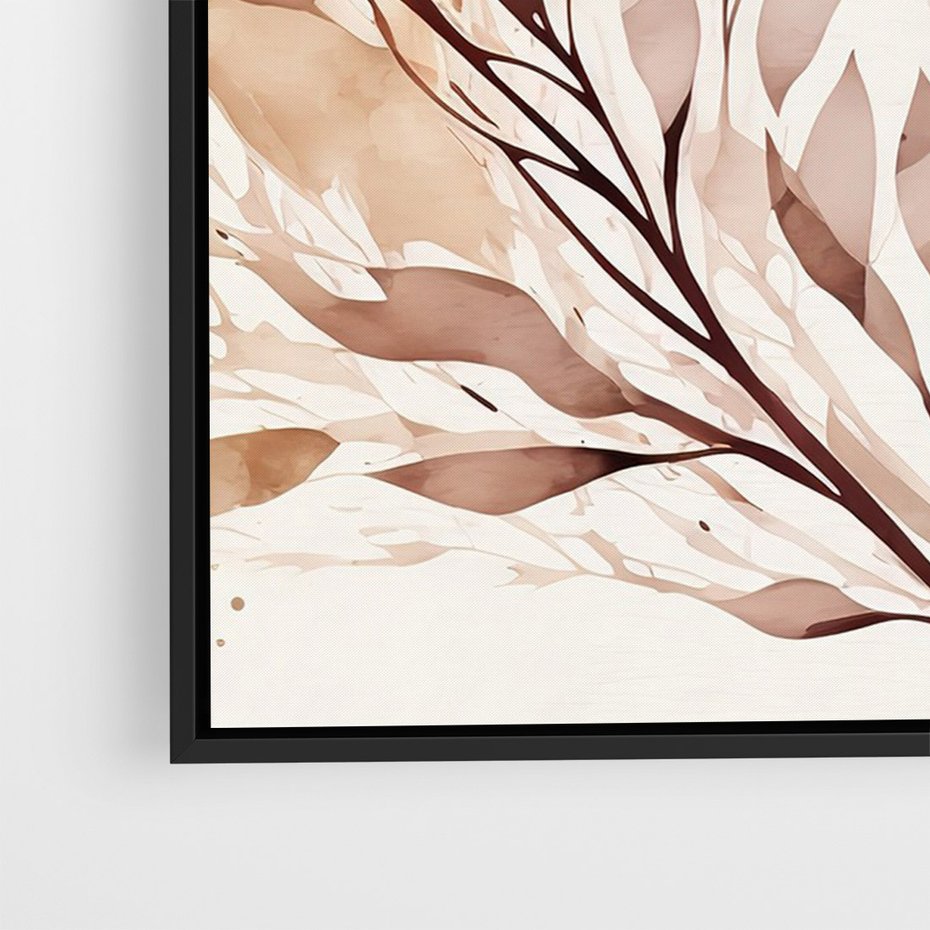 Obraz w ramie 50x70 - Nostalgiczne tańce pędzla - akwarelowe kwiaty, gałęzie - rama czarna