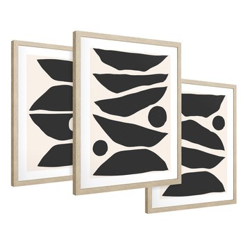 Zestaw obrazy w ramie 50x70 galeria - Abstrakcyjne, kształty, geometryczne - rama drewno