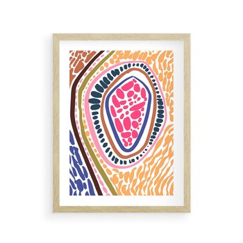 Plakat w ramie 30x40 - Rozchlapane Wizje - kolorowe wzory, tęczowe żywe kolory - rama drewno