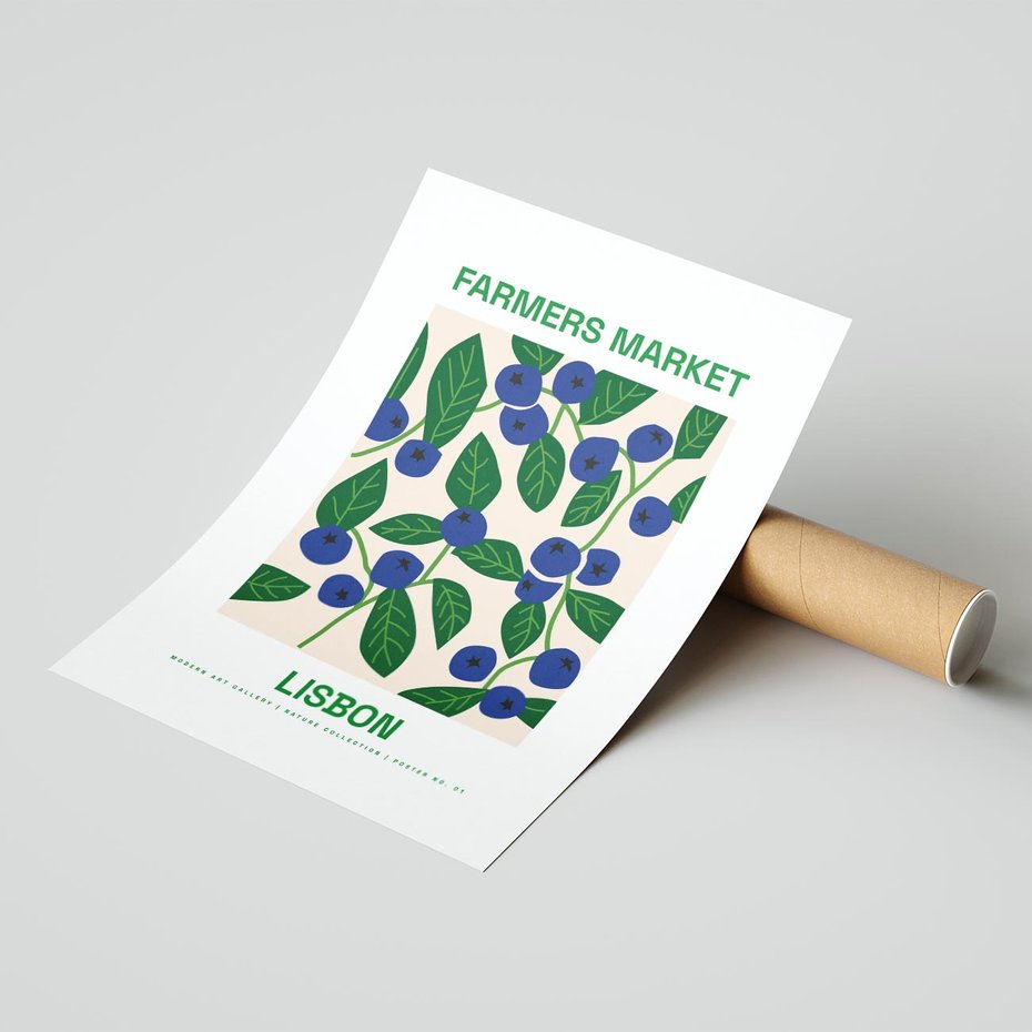 Plakat bez ramy 50x70 - Migotliwe Przestrzenie - borówki, jagody