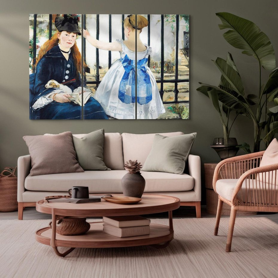 Obraz na płótnie 120x80 - "Kolej" (1873) Edouard Manet - Reprodukcja - reprodukcja, obraz na płótnie