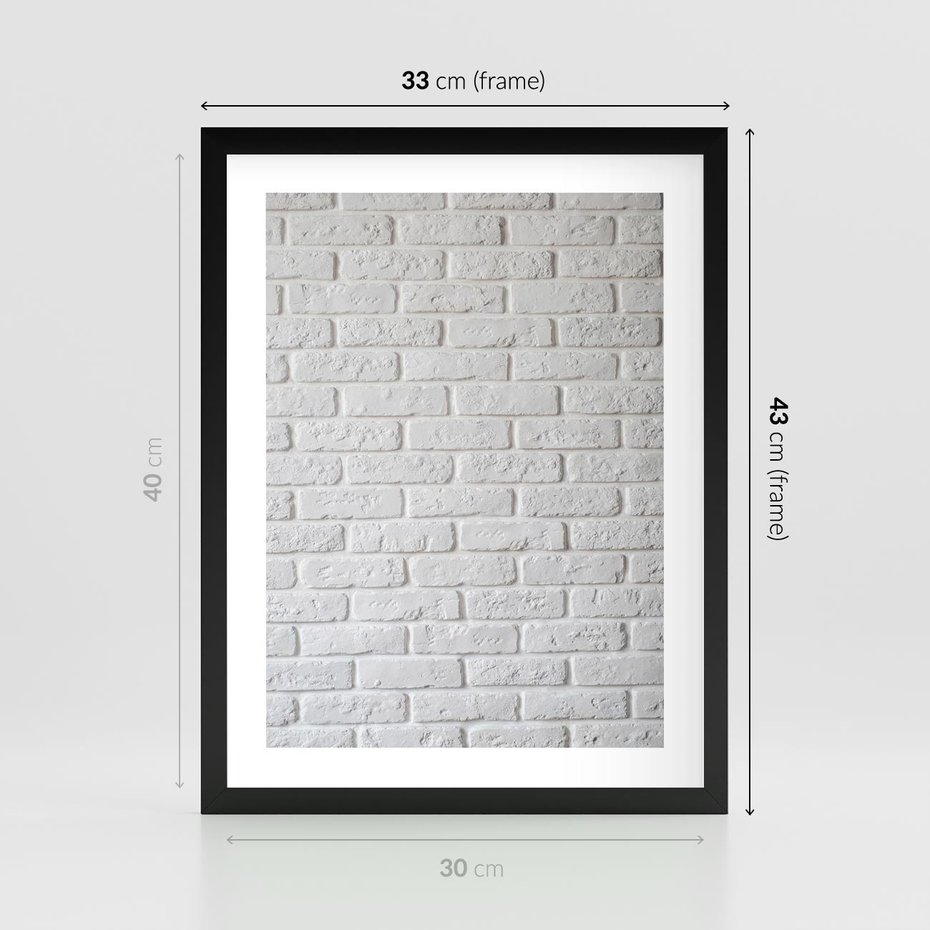 Plakat w ramie 30x40 - Wymiarowa Struktura - ściana, cegła - rama czarna