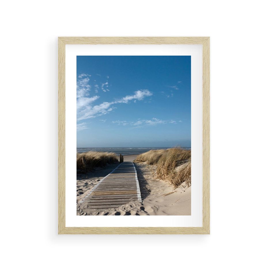 Plakat w ramie 30x40 - Boho na Plaży - plaża, pomost - rama drewno