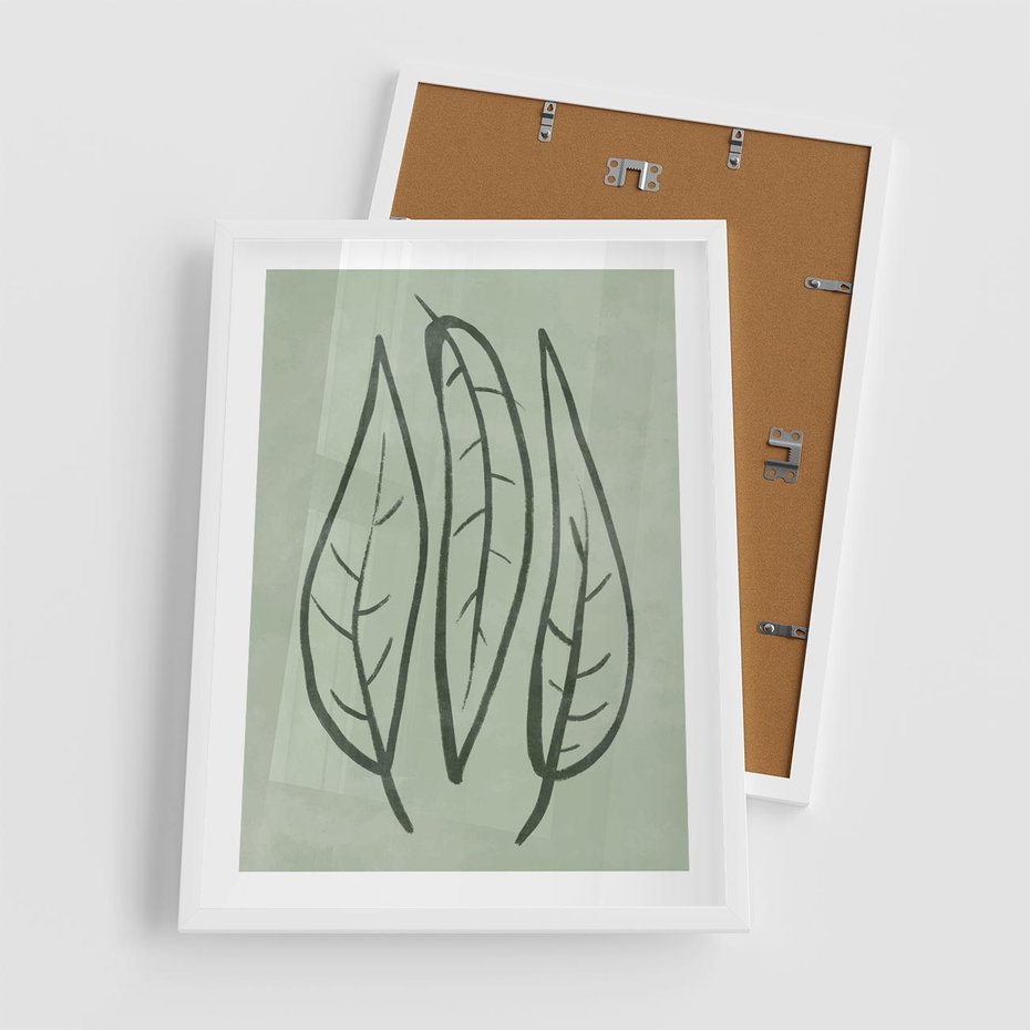 Plakat w ramie 50x70 - Energetyczne Ekspresje Natury - zielony plakat, roślinne motywy - rama biała