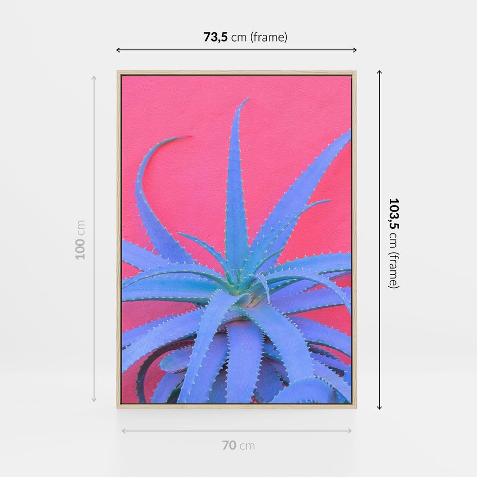 Obraz w ramie 70x100 - Piękno Pustyni - kaktusy, liście - rama drewno