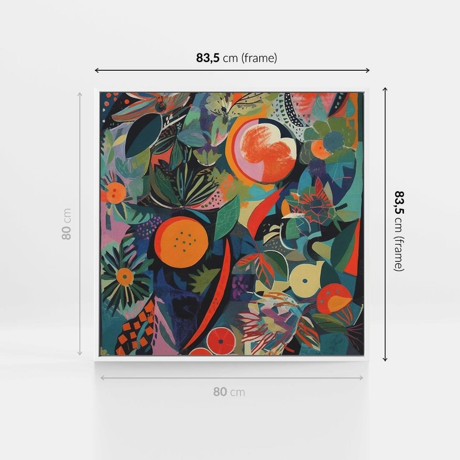 Obraz w ramie 80x80 - Echa Nietuzinkowych Wzorców - abstrakcyjny obraz olejny, jak picasso - rama biała