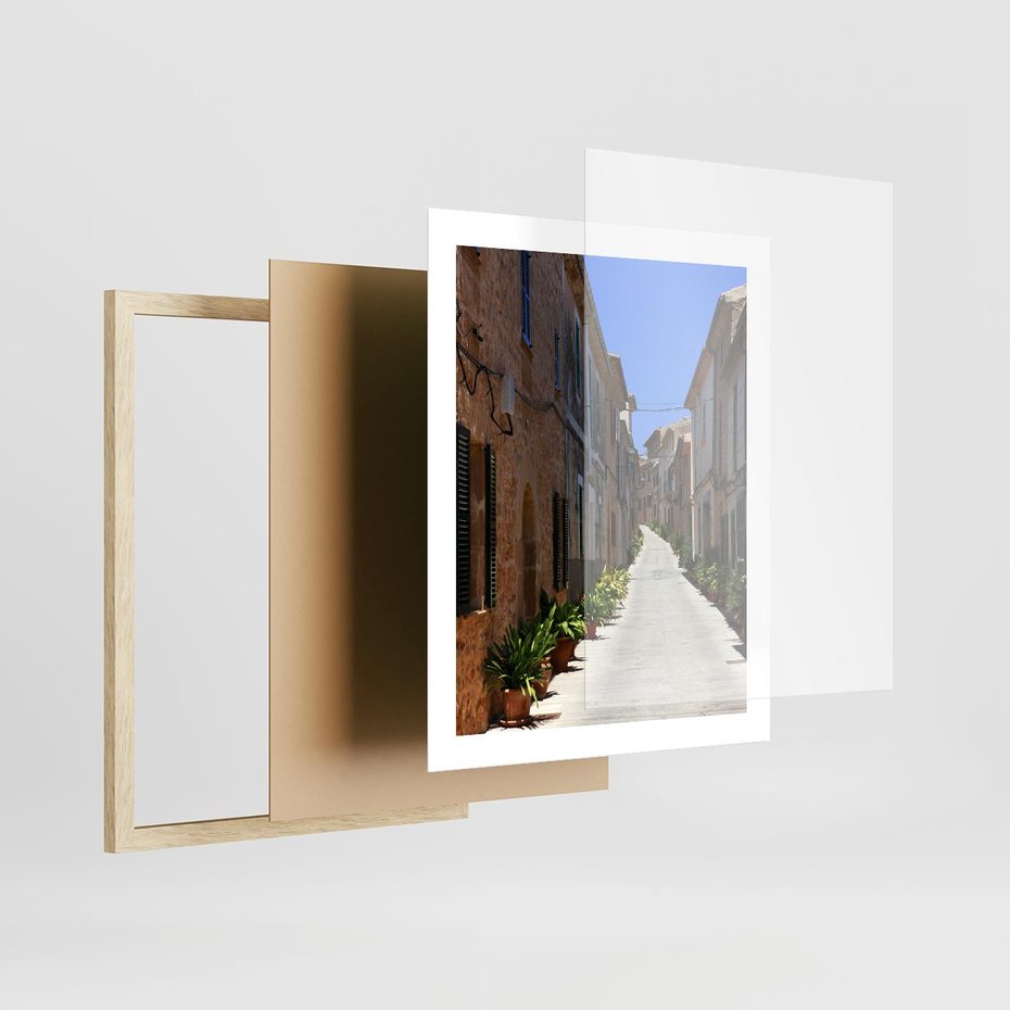 Plakat w ramie 40x50 - Urok uliczki: perspektywa miasta - uliczka, perspektywa - rama drewno