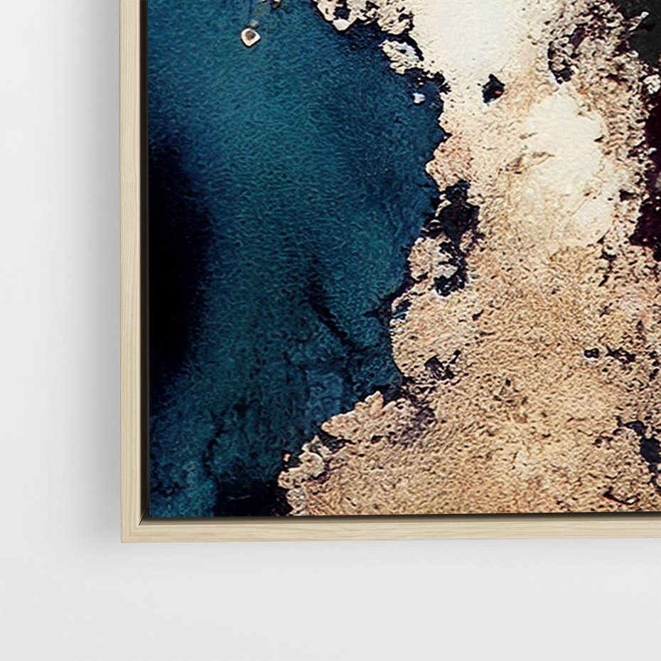 Obraz w ramie 80x120 - Elegancki Impuls - abstrakcyjne plamy, rozlana farba - rama drewno