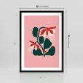 Plakat w ramie 50x70 - Migotliwa Kreatywność - abstrakcyjne kwiaty, różowe tło - rama czarna