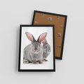 Plakat w ramie 30x40 - Uroczy królik wśród natury - królik, zając - rama czarna