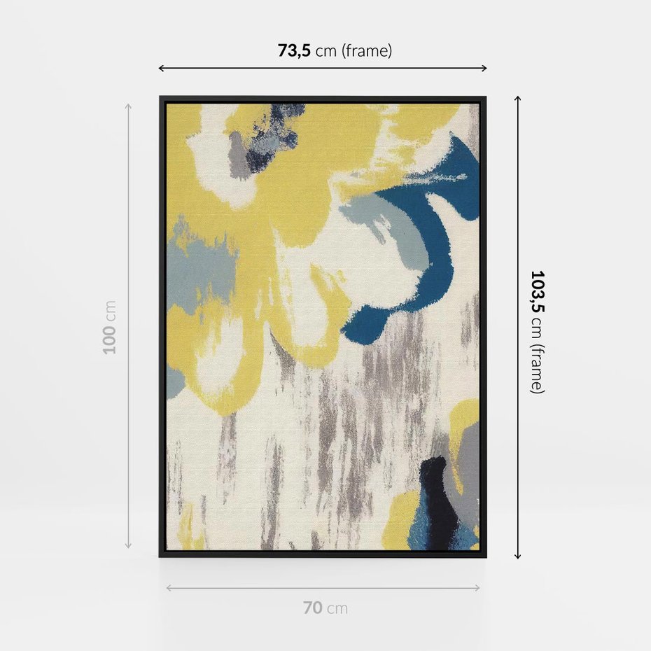 Obraz w ramie 70x100 - Kwiatowe Impresje - malowane duże kwiaty, kolory żółty - rama czarna