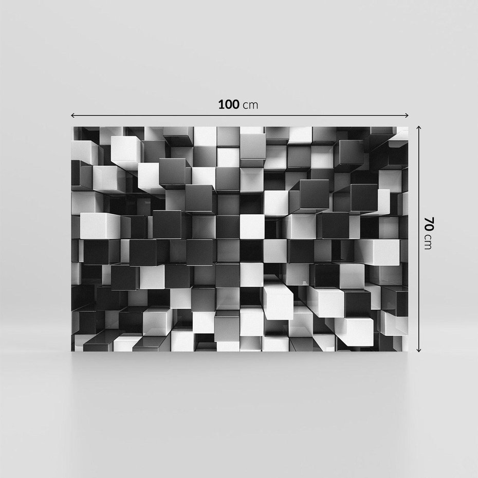 Obraz na płótnie 100x70 - Abstrakcyjna Szachownica: Gra Kolorów w 3D - 3D, abstrakcja