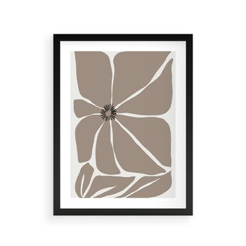 Plakat w ramie 30x40 - Złudne Zmysły - abstrakcyjny kwiat, beże i brązy - rama czarna