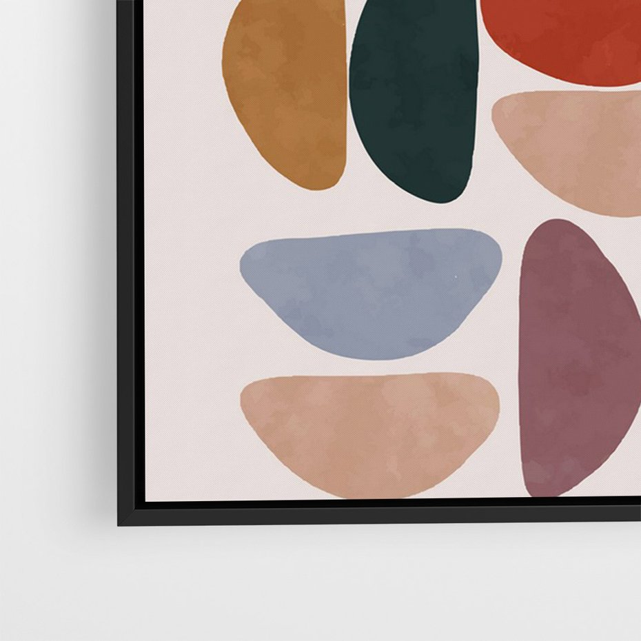 Obraz w ramie 70x100 - Kolorowe Echo Boho - abstrakcyjny obraz, geometryczna kompozycja - rama czarna