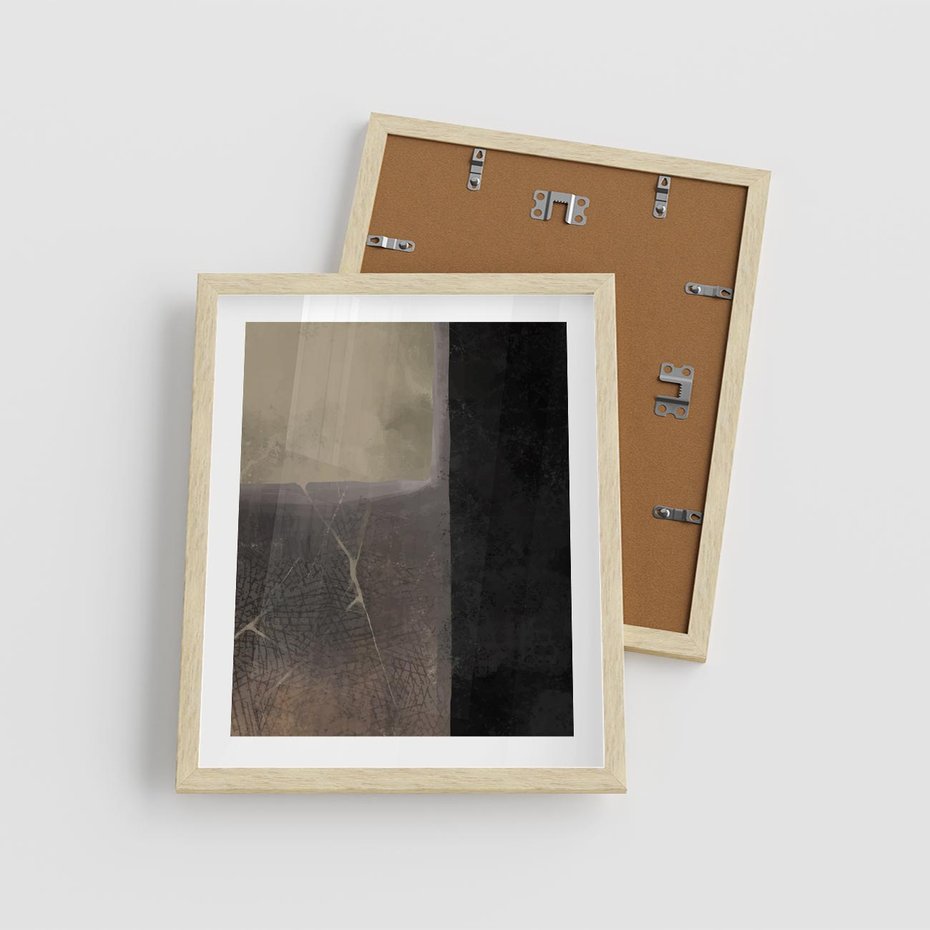 Plakat w ramie 40x50 - Kształty Urywane - mroczny plakat, nowoczesne wnętrza - rama drewno