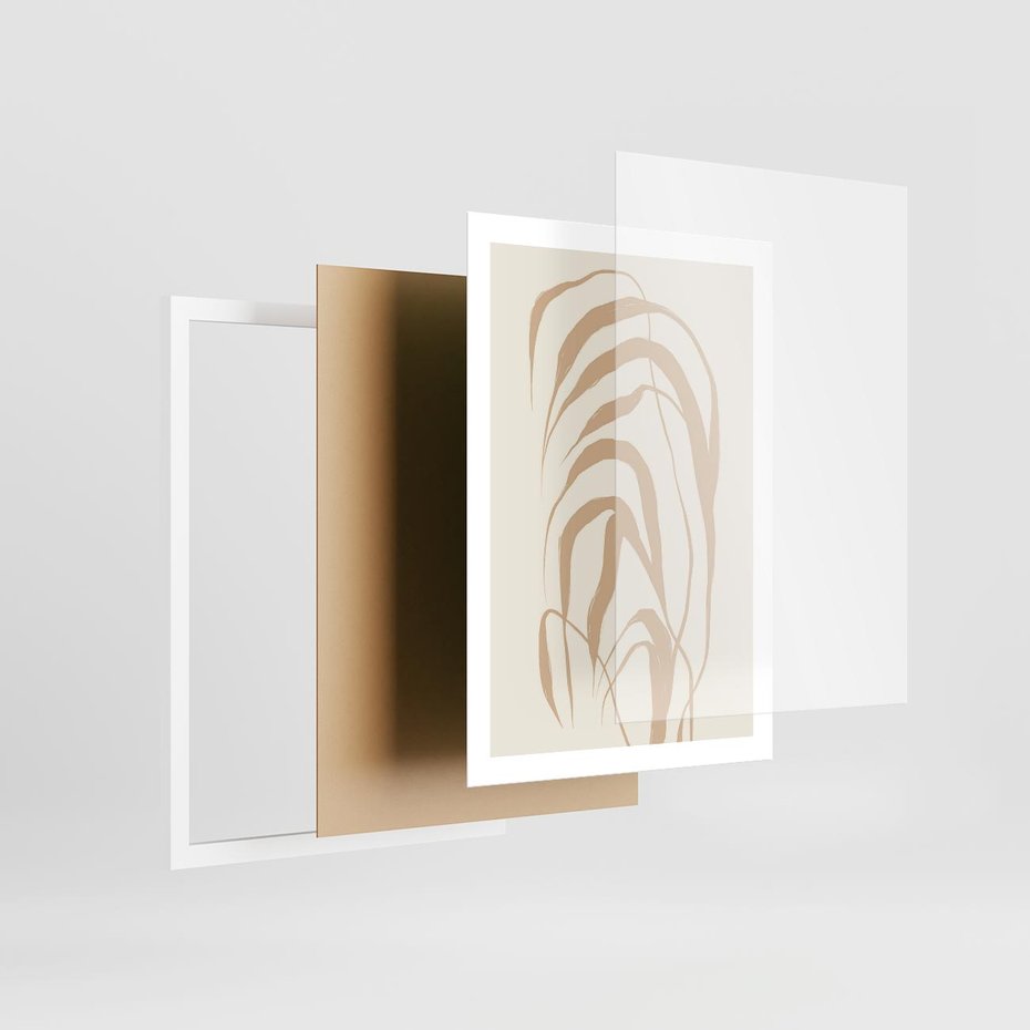 Plakat w ramie 50x70 - Formy Nowoczesności - minimalistyczny plakat, liście palmy - rama biała