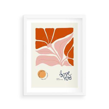 Plakat w ramie 40x50 - Miłość w Kwiatowym Sercu - kwiaty, miłość - rama biała