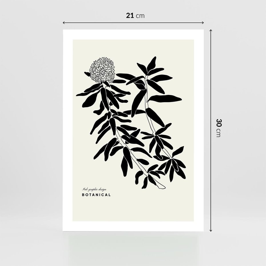 Plakat bez ramy 21x30 - Szept kwiatowej wyobraźni - czarno biała grafika, roślinność