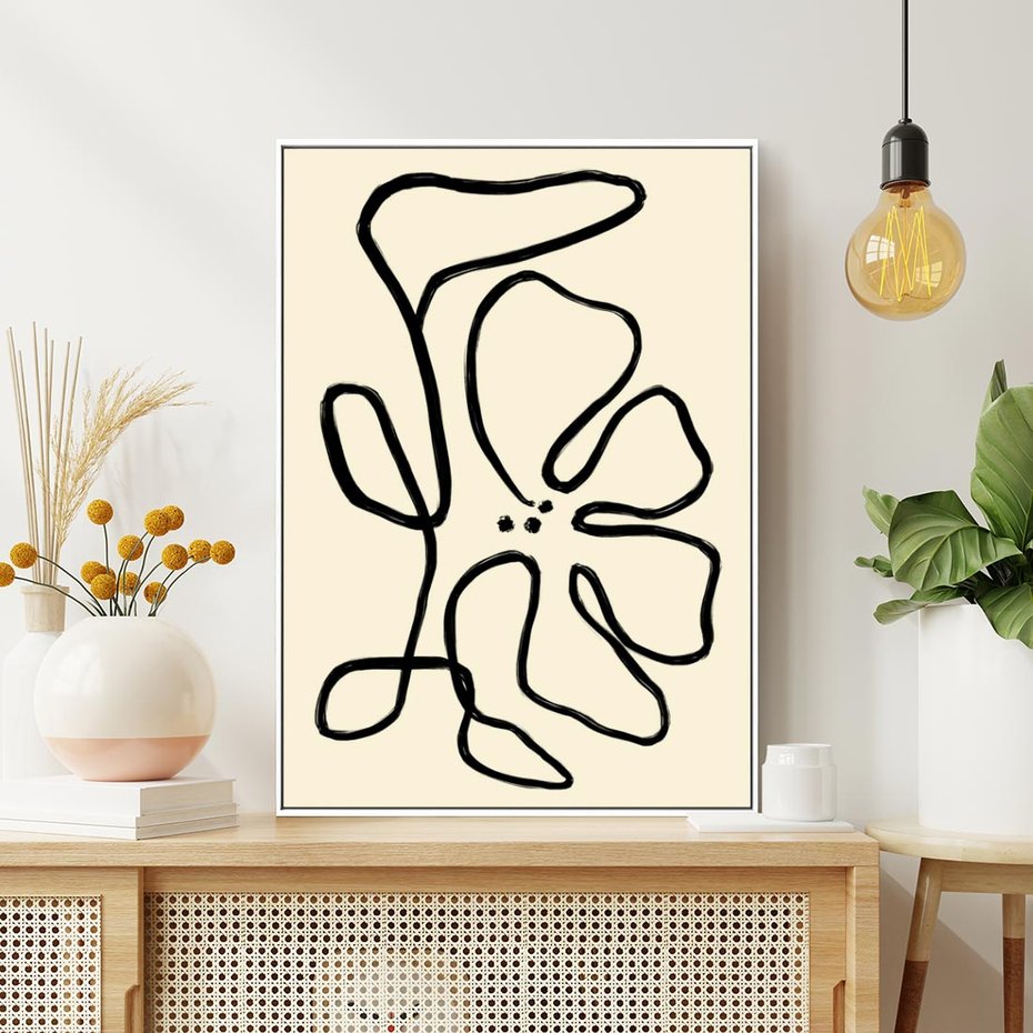 Obraz w ramie 70x100 - Zaklęte Aberracje - abstrakcyjna sztuka, przypominająca kwiat - rama biała