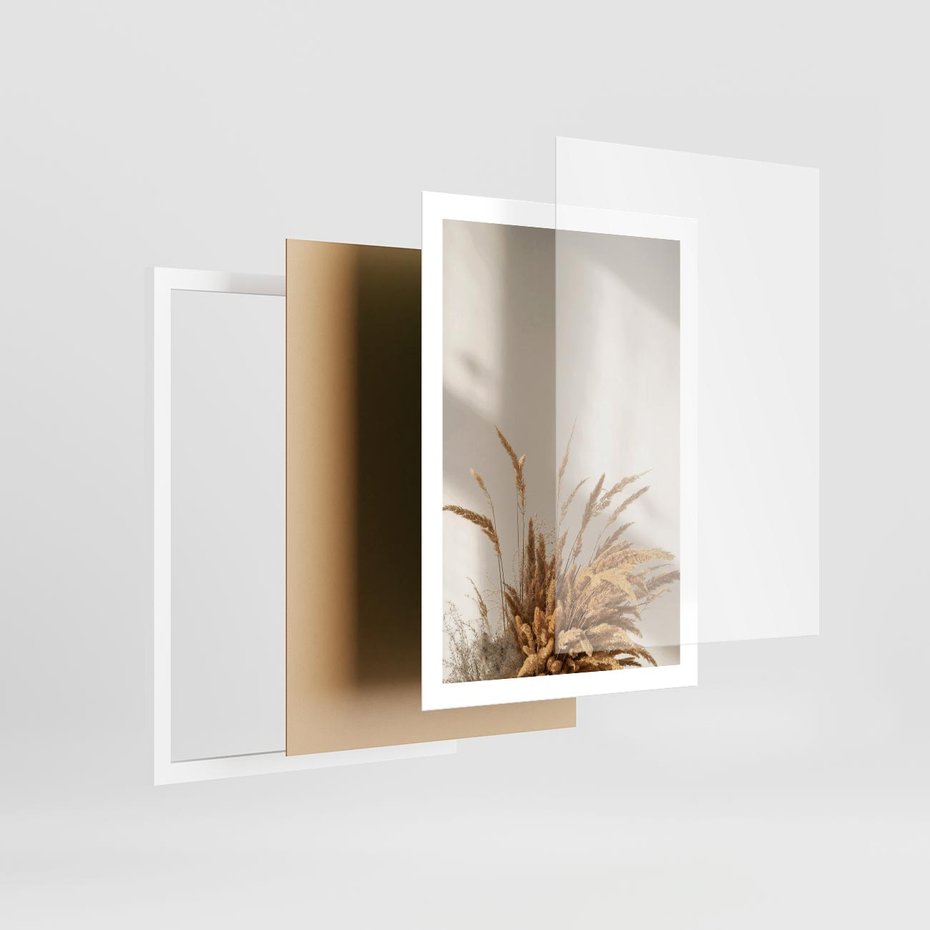 Plakat w ramie 50x70 - Natura i Elegancja: Obraz Boho - trawy, boho - rama biała