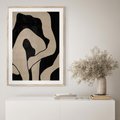 Plakat w ramie 30x40 - Nocne Pochłonięcia - abstrakcyjne linie, mroczny plakat - rama drewno