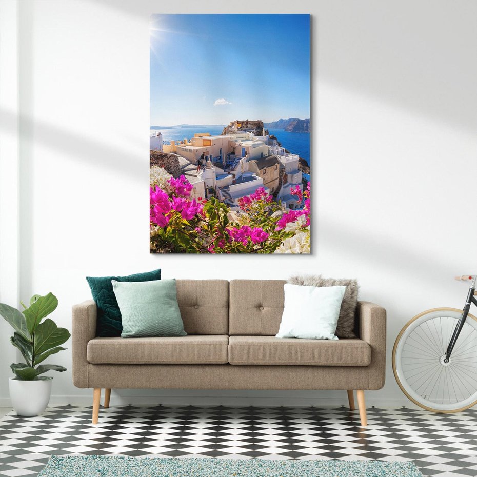 Obraz na płótnie 50x70 - Błękit morza i białe domy - Santorini, Grecja