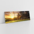 Obraz na płótnie 90x30 - Urok zachodu słońca na łące z drzewami - łąka, zachód