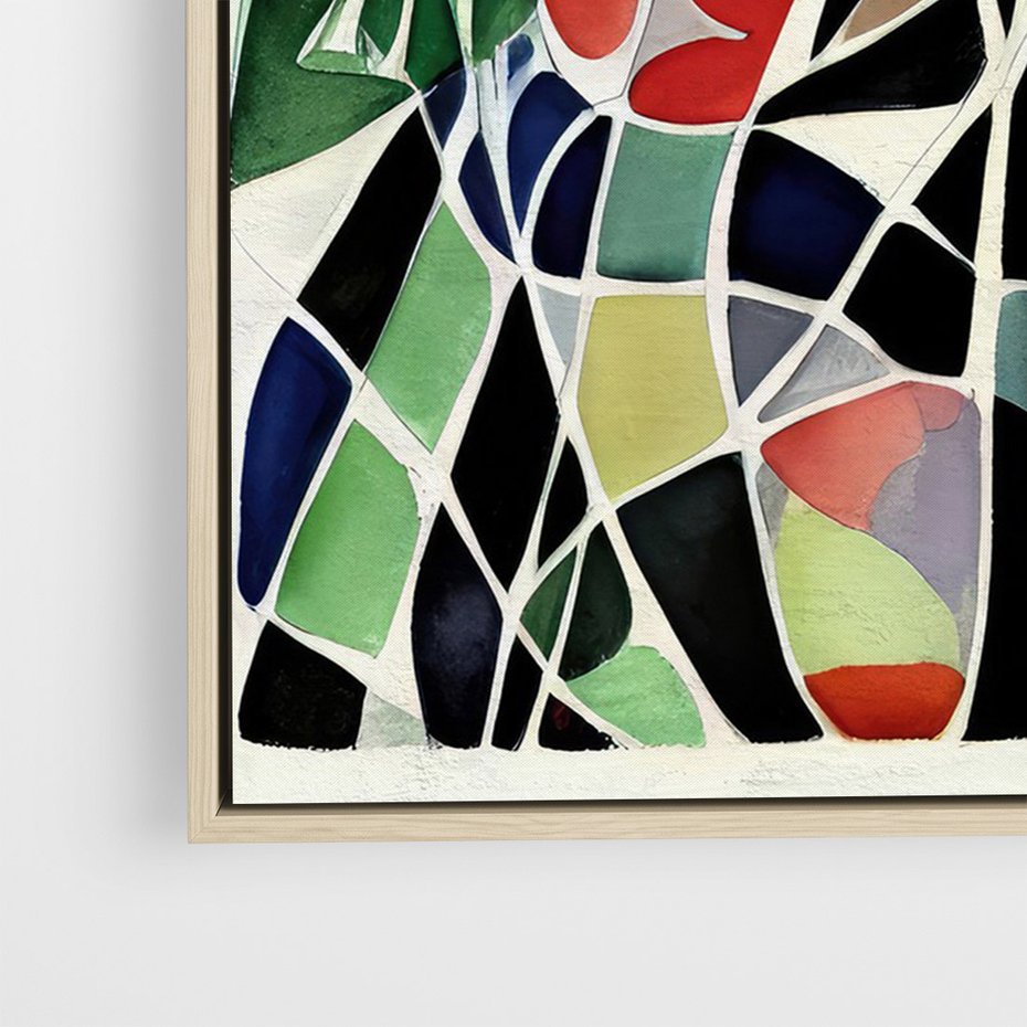 Obraz w ramie 50x70 - Taniec Plam i Kształtów - abstrakcyjny akwarelowy obraz, plamy - rama drewno