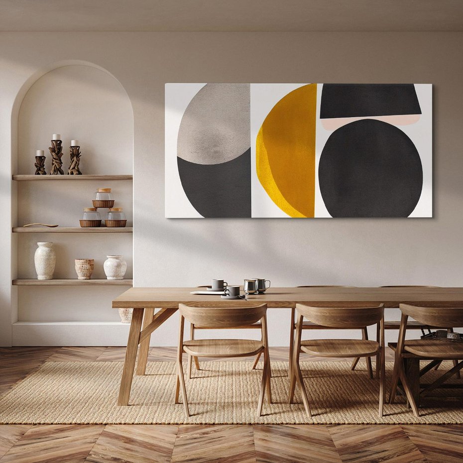 Obraz na płótnie 120x60 - Tajemnice sztuki odkryte - geometryczne półkola, kształty