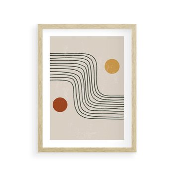 Plakat w ramie 30x40 - Czysta Refleksja - abstrakcyjna sztuka, boho kształty - rama drewno