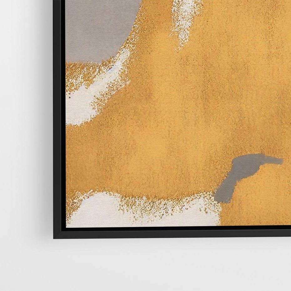 Obraz w ramie 70x50 - Złote Maźnięcia Pędzla - złota abstrakcja, plamy - rama czarna