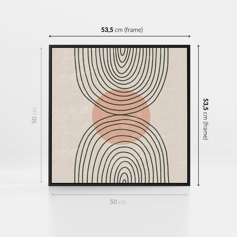 Obraz w ramie 50x50 - Nowy Rytuał - abstrakcyjna sztuka, boho kształty - rama czarna
