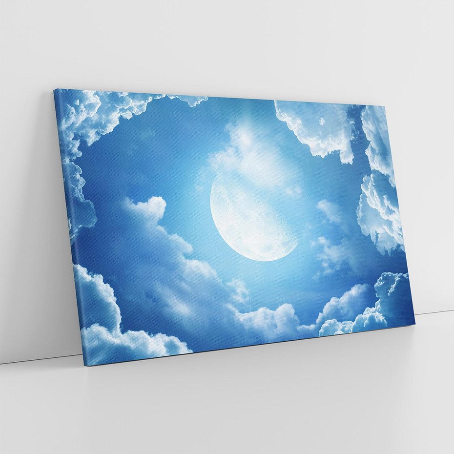 Obraz na płótnie 100x70 - Księżycowe Chmury - księżyc, chmury