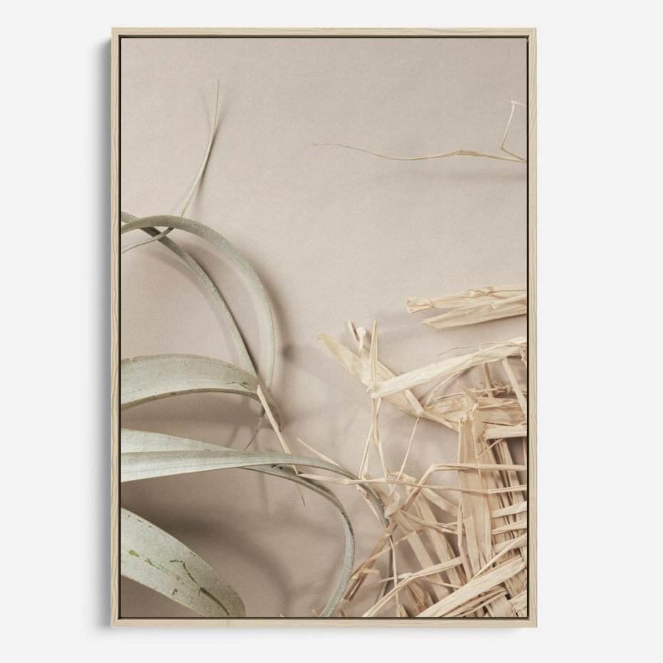 Obraz w ramie 80x120 - Boho urok suchych liści - suche, liście - rama drewno