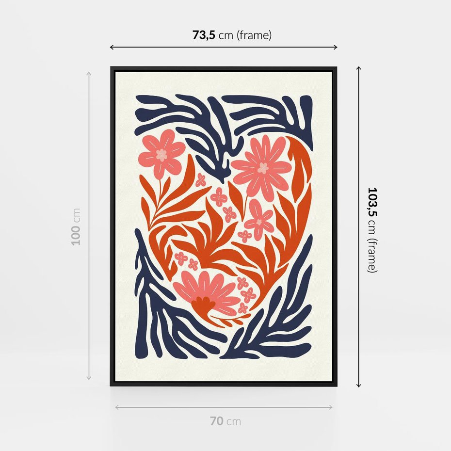 Obraz w ramie 70x100 - Kwiatami Splecione - kwiaty, nowoczesny plakat - rama czarna