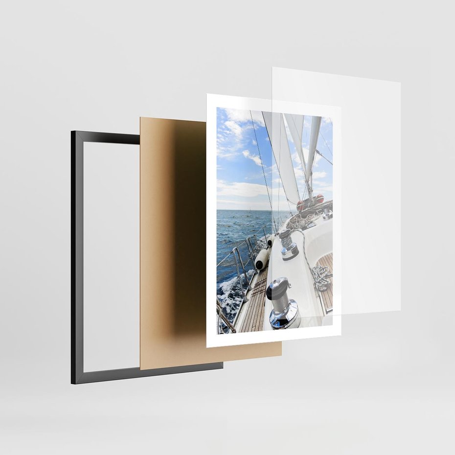 Plakat w ramie 50x70 - Moc żaglowca na pełnym morzu - żaglowiec, jacht - rama czarna