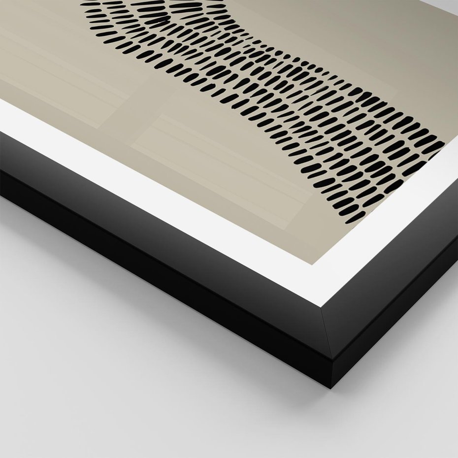 Plakat w ramie 30x40 - Migotliwa Innowacyjna Ekspresja - boho plakat, czarne kropki kreski - rama czarna