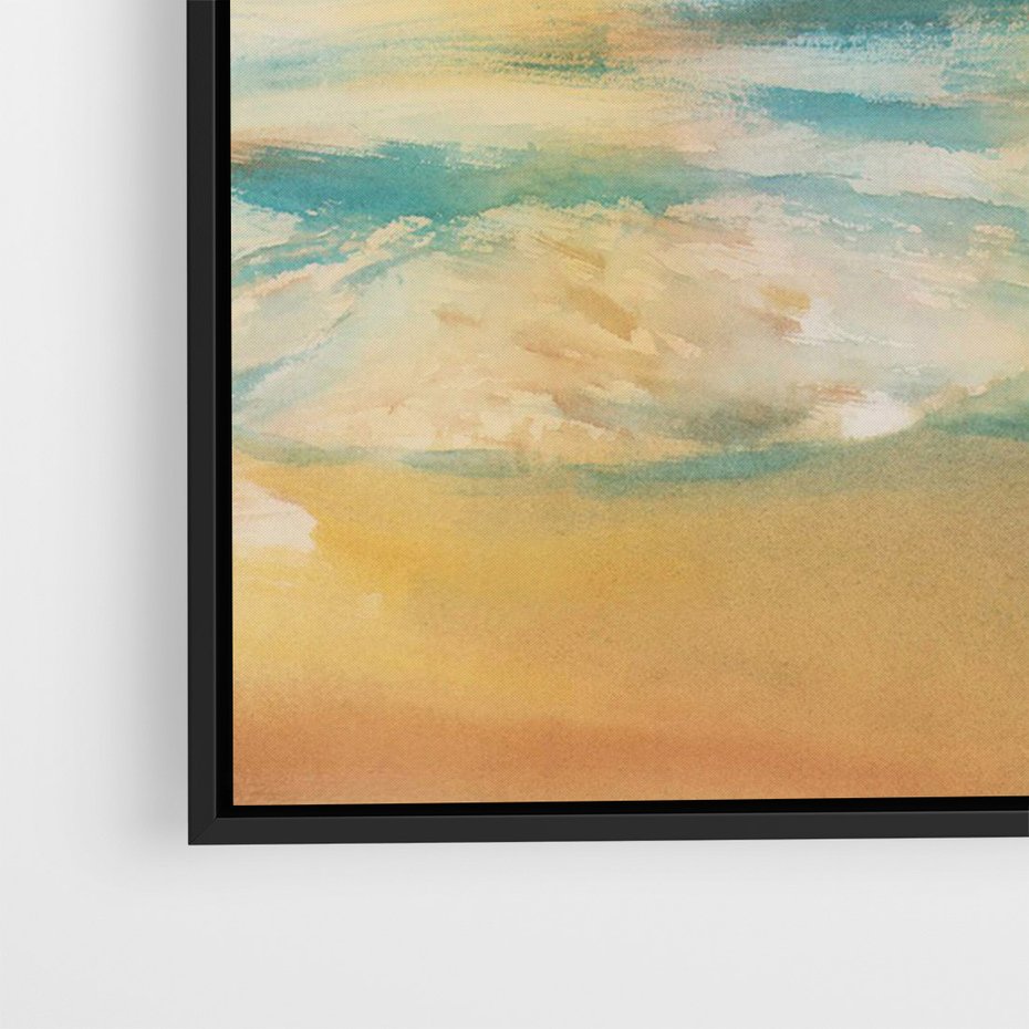 Obraz w ramie 50x70 - Objawienie Fioletowego Świtu - fioletowy wschód słońca, słońce wschodzi nad morzem - rama czarna