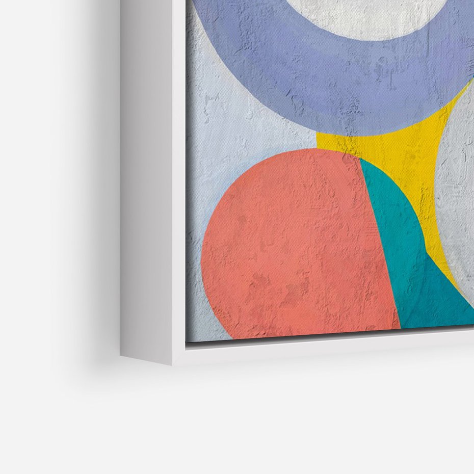 Obraz w ramie 80x120 - Rozkwitająca Symfonia Serca - abstrakcyjne geometryczne kształty, olejny obraz - rama biała