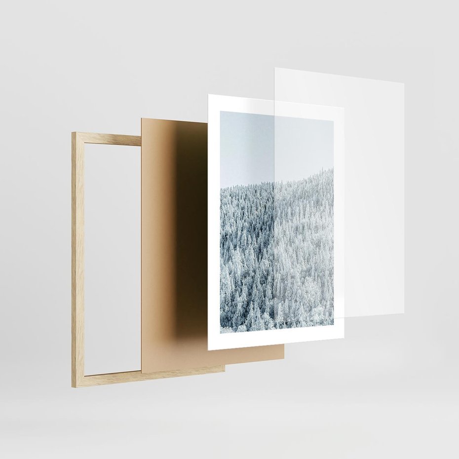 Plakat w ramie 30x40 - Cicha Zima - las, zima - rama drewno
