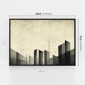 Obraz w ramie 100x70 - Mroczne Wieżowce - postarzana grafika, perspektywa budynków wieżowców - rama czarna