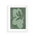 Plakat w ramie 30x40 - Kształty Zieleni - abstrakcyjny kształt, zielony plakat - rama biała