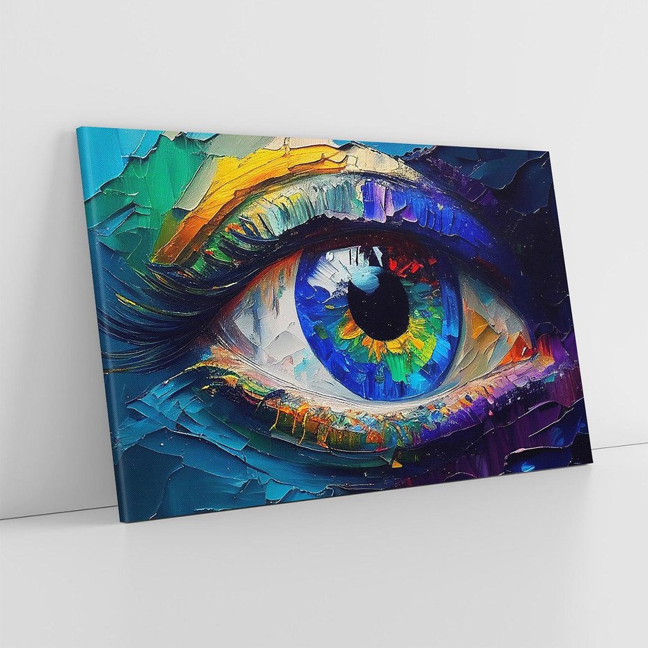 Obraz na płótnie 120x80 - Mistyka Tęczowego Oka - oko, obraz olejny