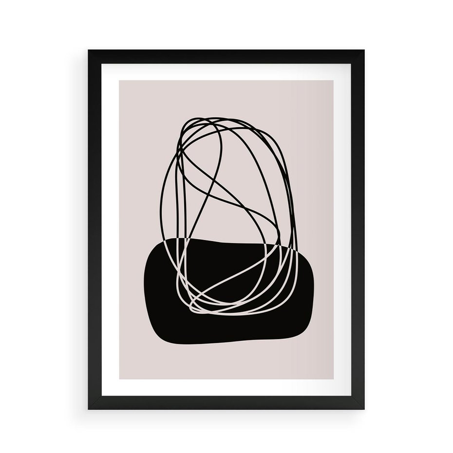 Plakat w ramie 50x70 - Linie Eksploracji - abstrakcyjne szkicowane linie, minimalizm - rama czarna