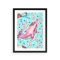 Plakat w ramie 30x40 - Lekkość W Ruchu - delfin, akwarela - rama czarna
