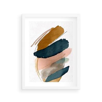 Plakat w ramie 50x70 - Migocące Impresje Przestrzeni - abstrakcyjny obraz, kolory ciepłe - rama biała