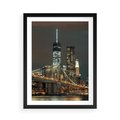 Plakat w ramie 50x70 - Miasto rozświetlone nocnym blaskiem - miasto, nocą - rama czarna
