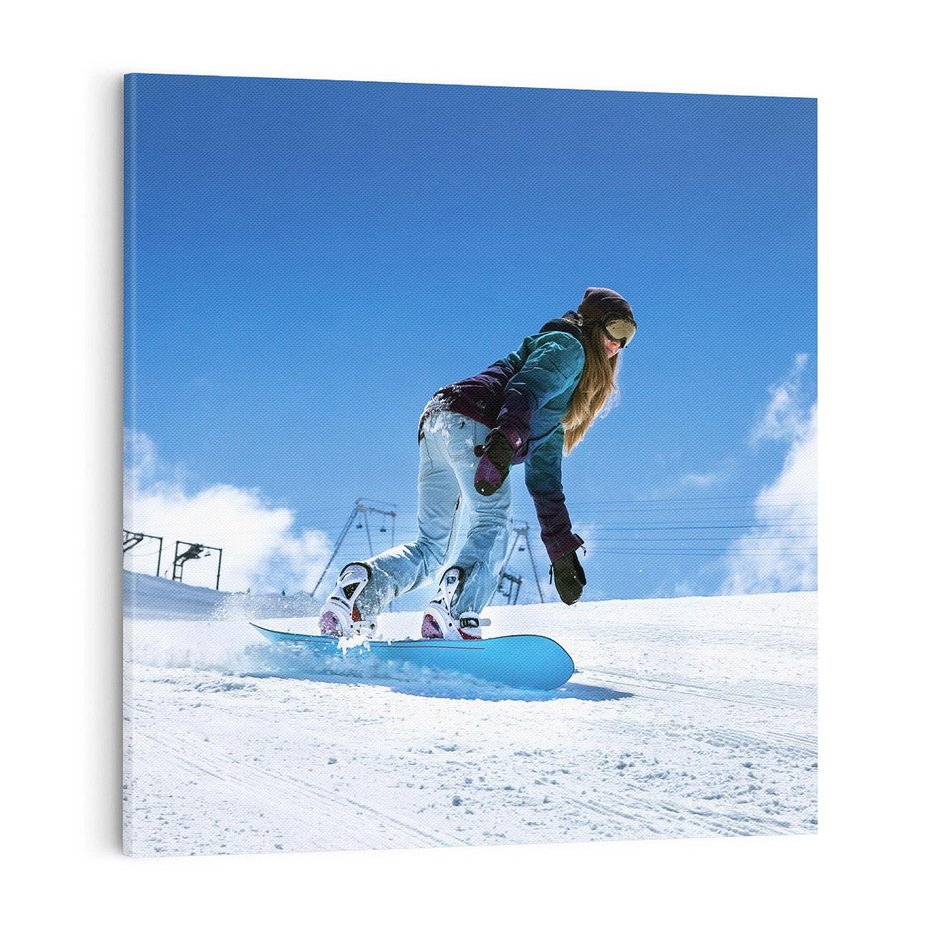 Obraz na płótnie 40x40 - Snowboard na zimowych zboczach - snowboard, zima