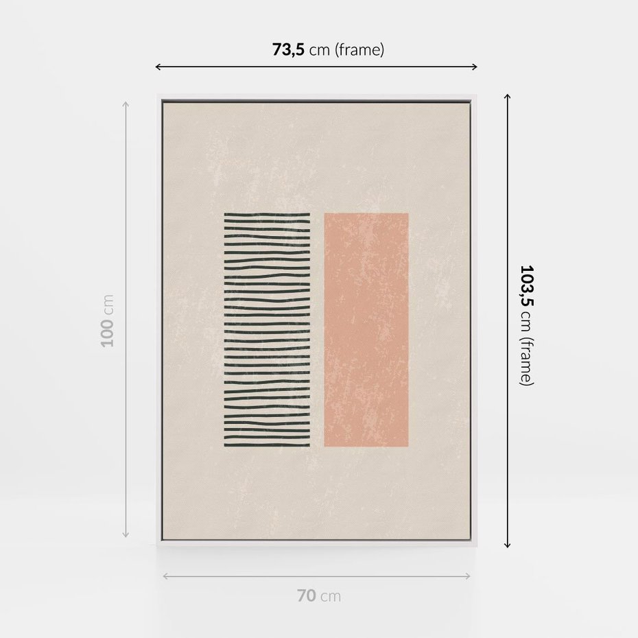 Obraz w ramie 70x100 - Przenikająca Kreatywność - nowoczesna sztuka, minimalizm - rama biała